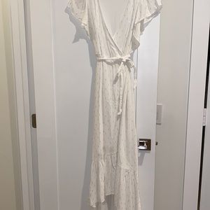 DREW | Women's White Maggie Wrap Dress | Size S